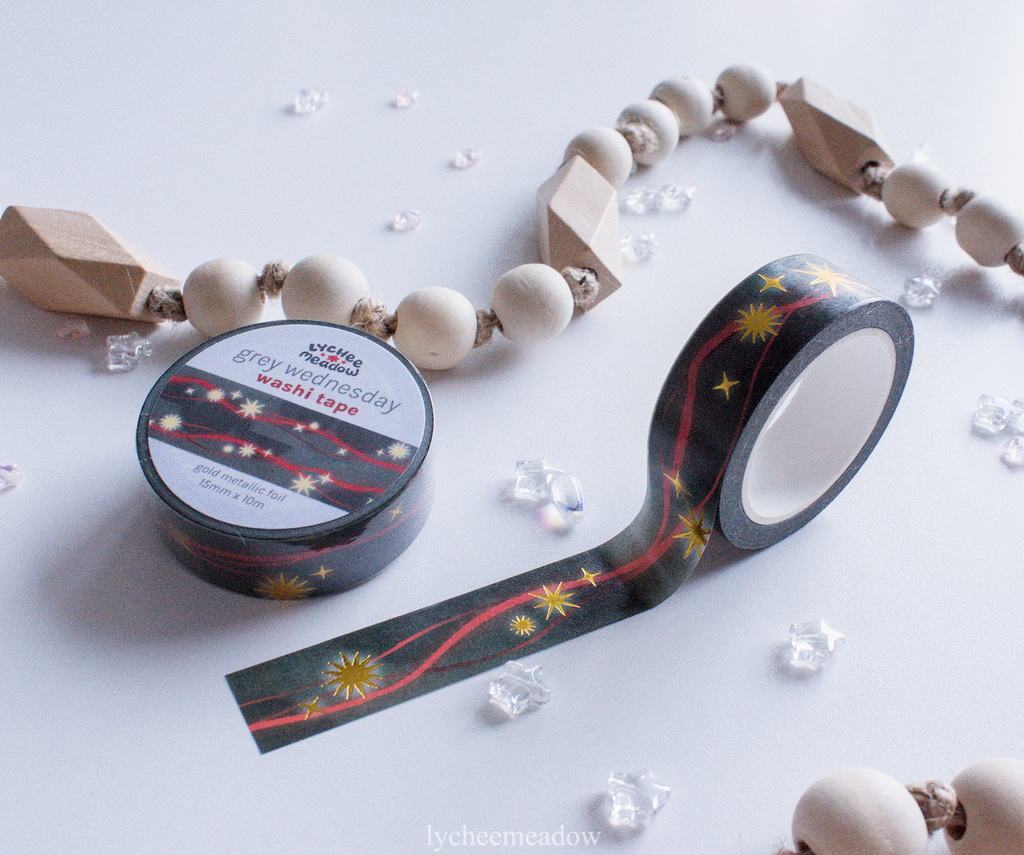 Grey Wednesday Gold Metallic Foil Washi Tape