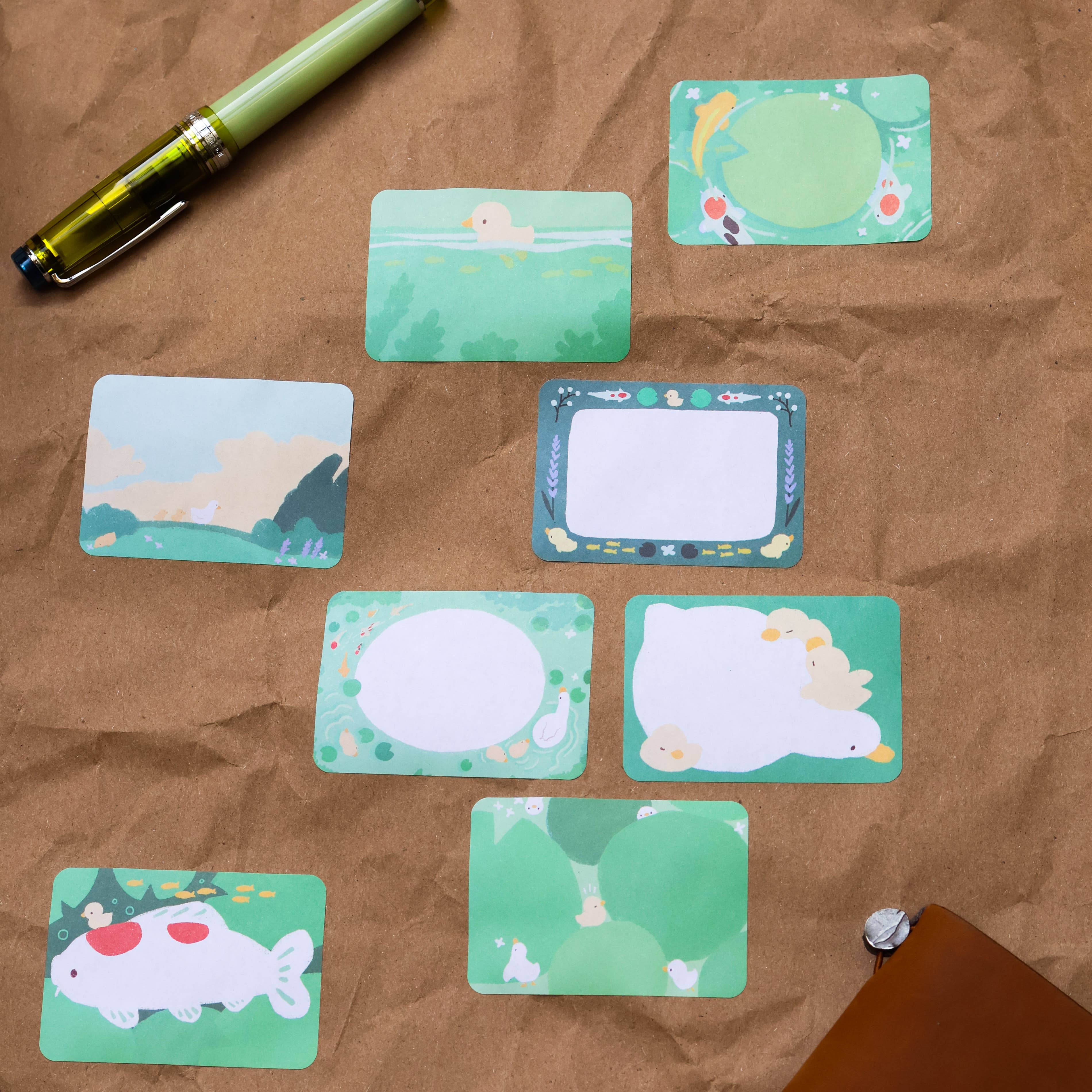 Paper Roll Labels - Ducks in Koi Pond