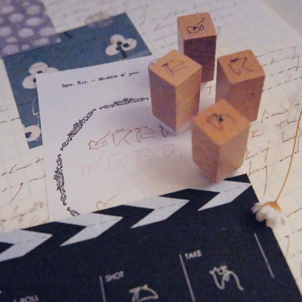 Wooden Stamp Set of 4 - Tiny Mikan Manta