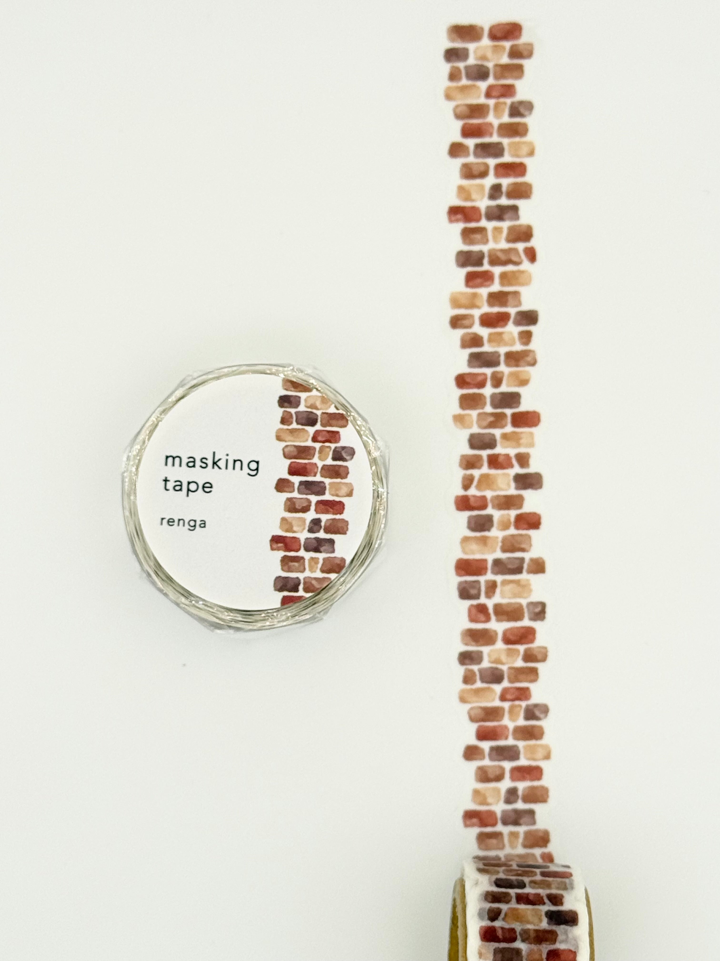Mind Wave Die-cut Washi Masking Tape - Brown Bricks