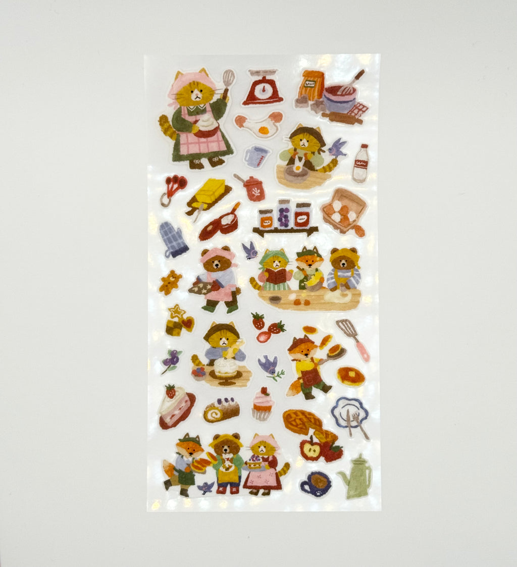 MindWave Kitera Sticker Sheet - Merry Friends Series - Cat no Cooking