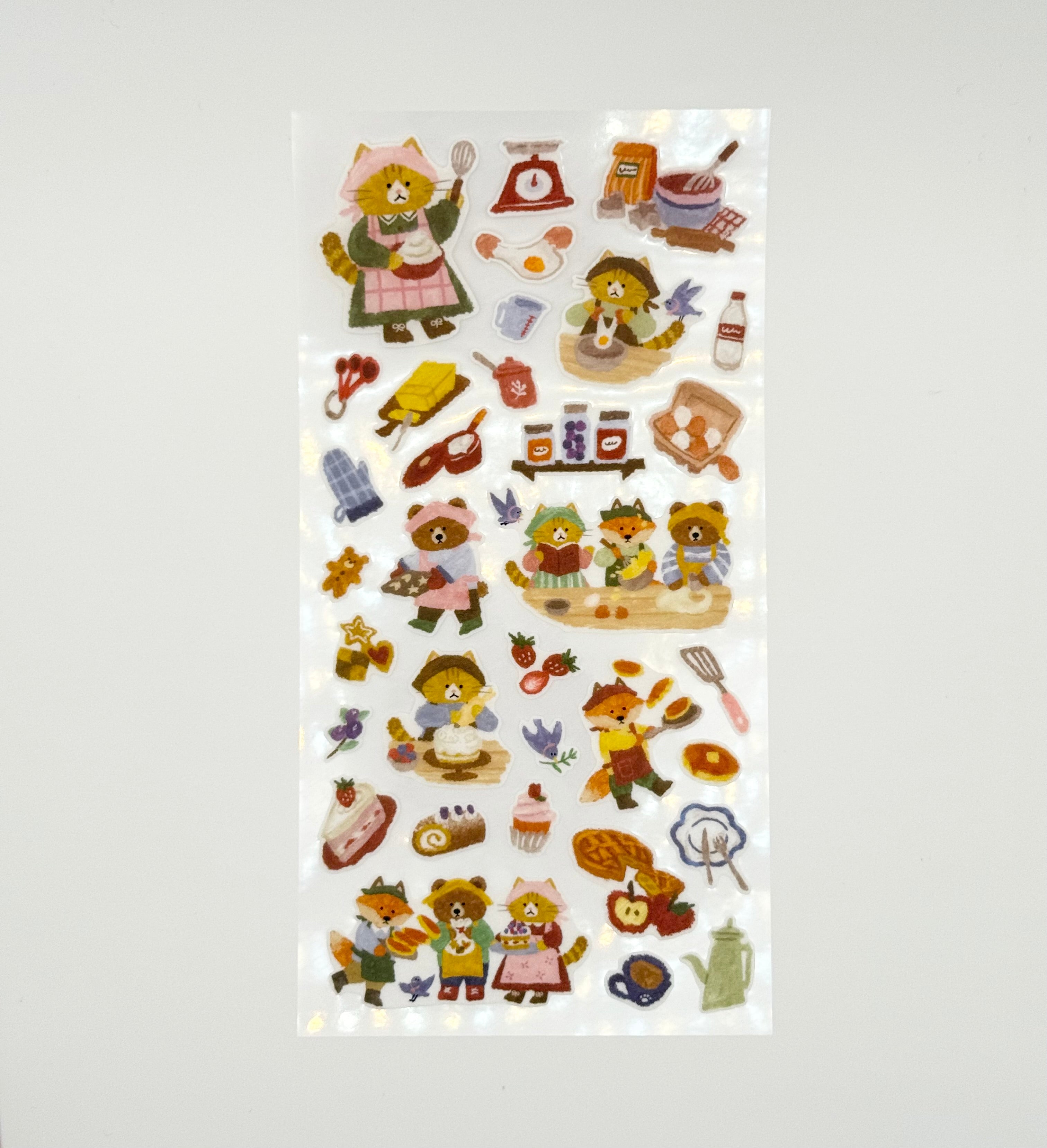 MindWave Kitera Sticker Sheet - Merry Friends Series - Cat no Cooking