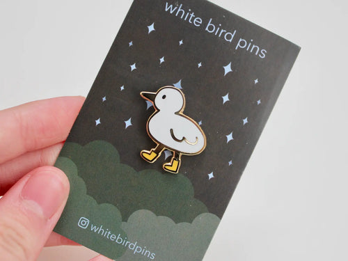 Bird with Boots Enamel Pin