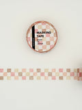 Mind Wave Washi Masking Tape - Pattern Checks - Pink & Brown