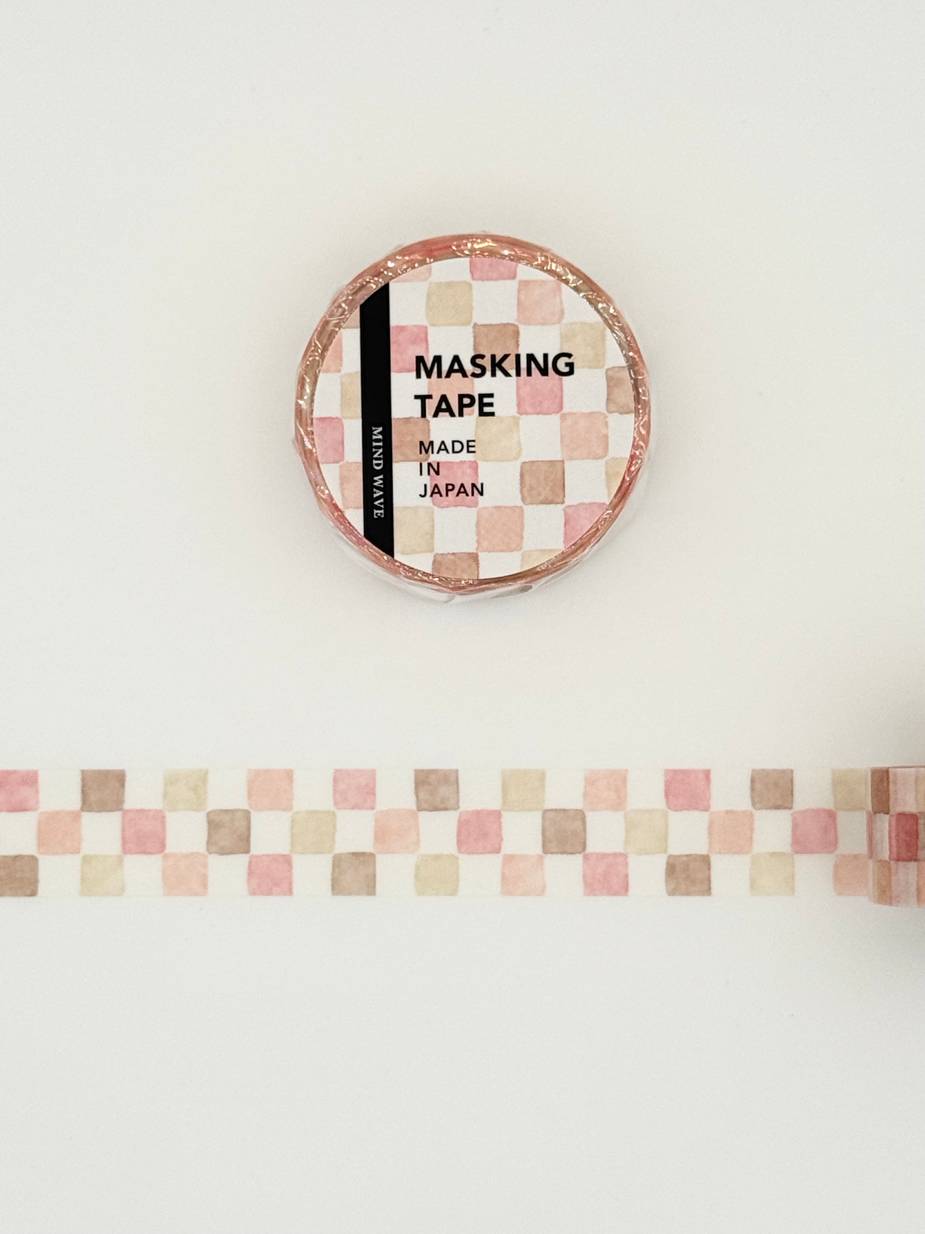 Mind Wave Washi Masking Tape - Pattern Checks - Pink & Brown
