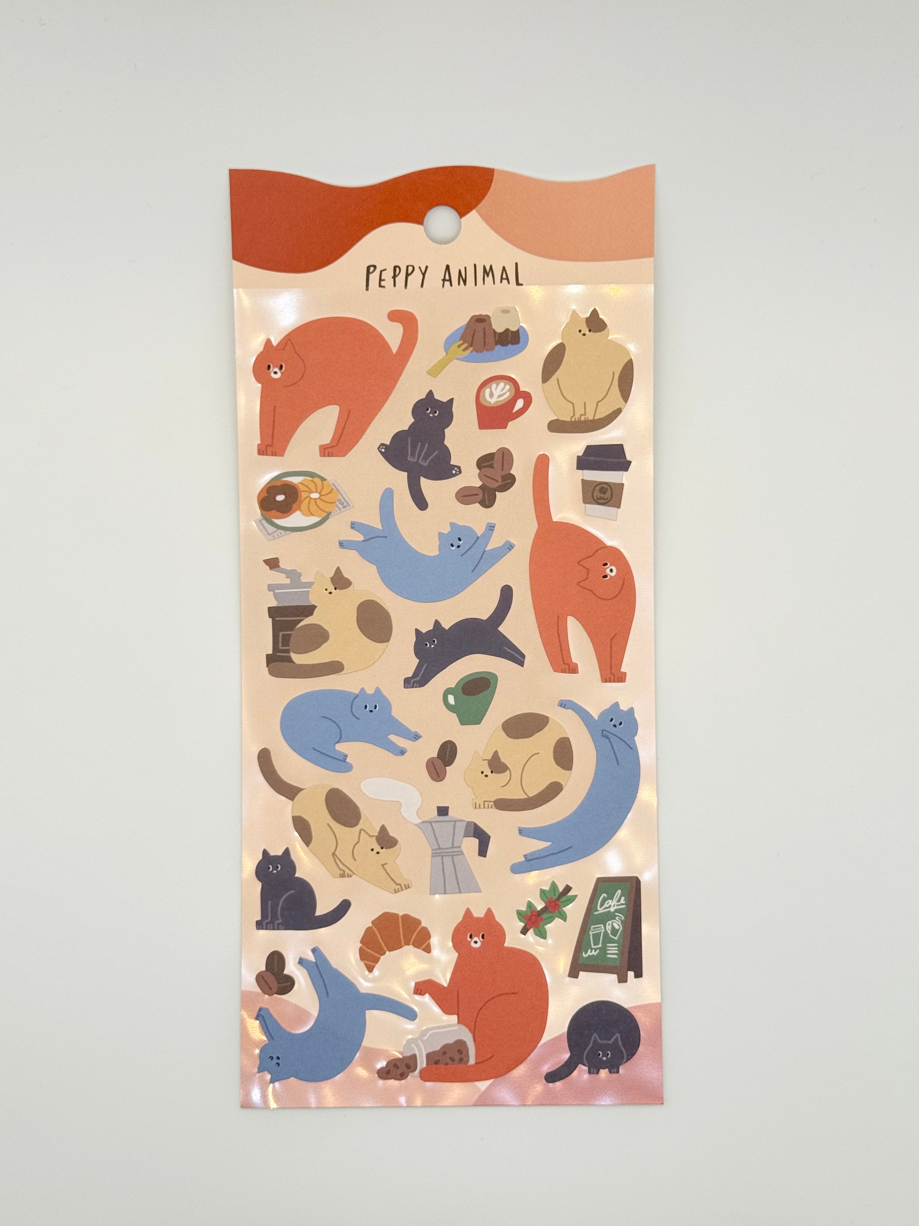 Peppy Animal Sticker Sheet - Cat