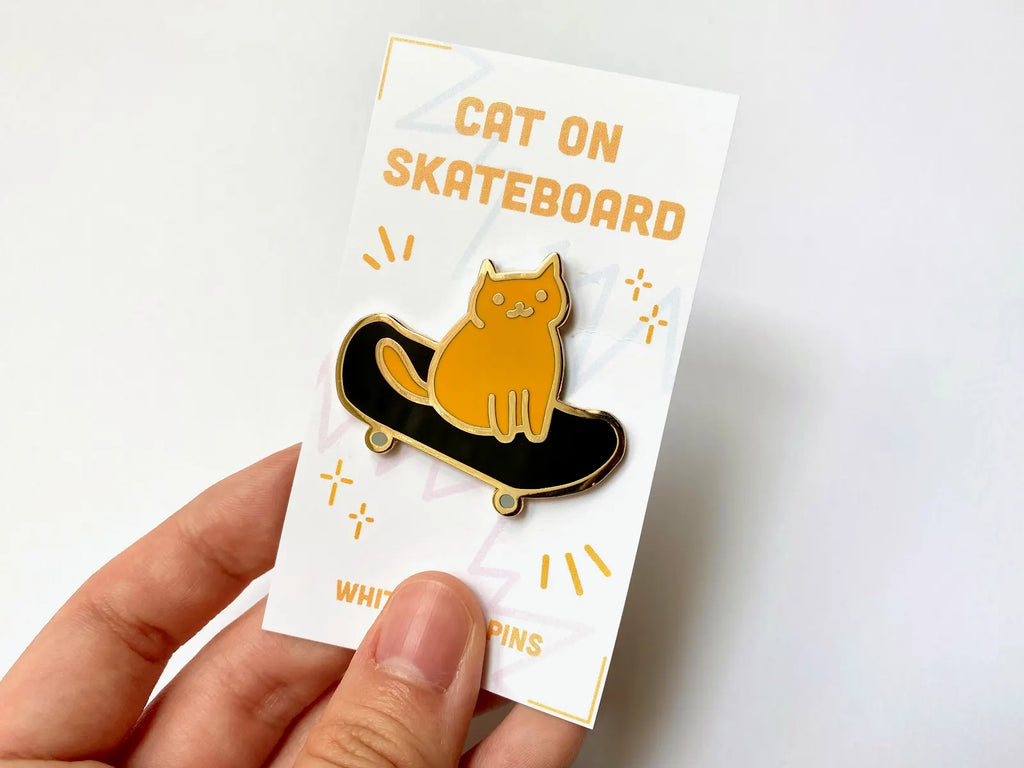 Cat on Skateboard Enamel Pin