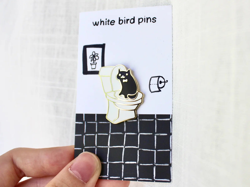 Cat on Toilet Enamel Pin
