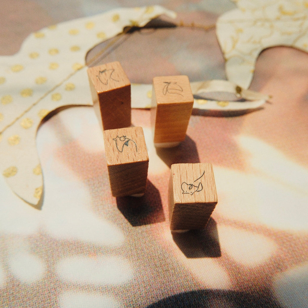 Wooden Stamp Set of 4 - Tiny Mikan Manta