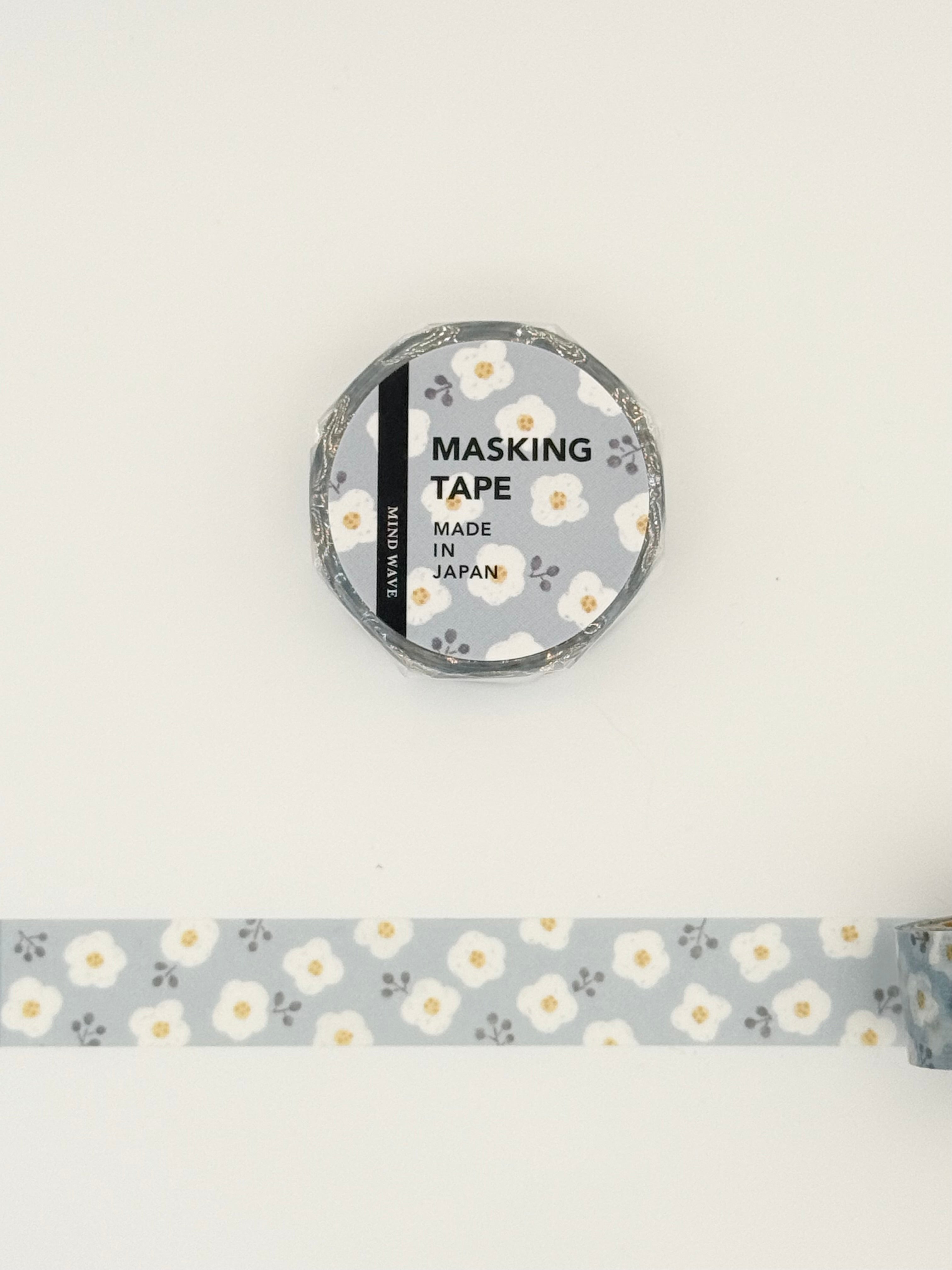 Mind Wave Masking Washi Tape - White Flowers on Blue