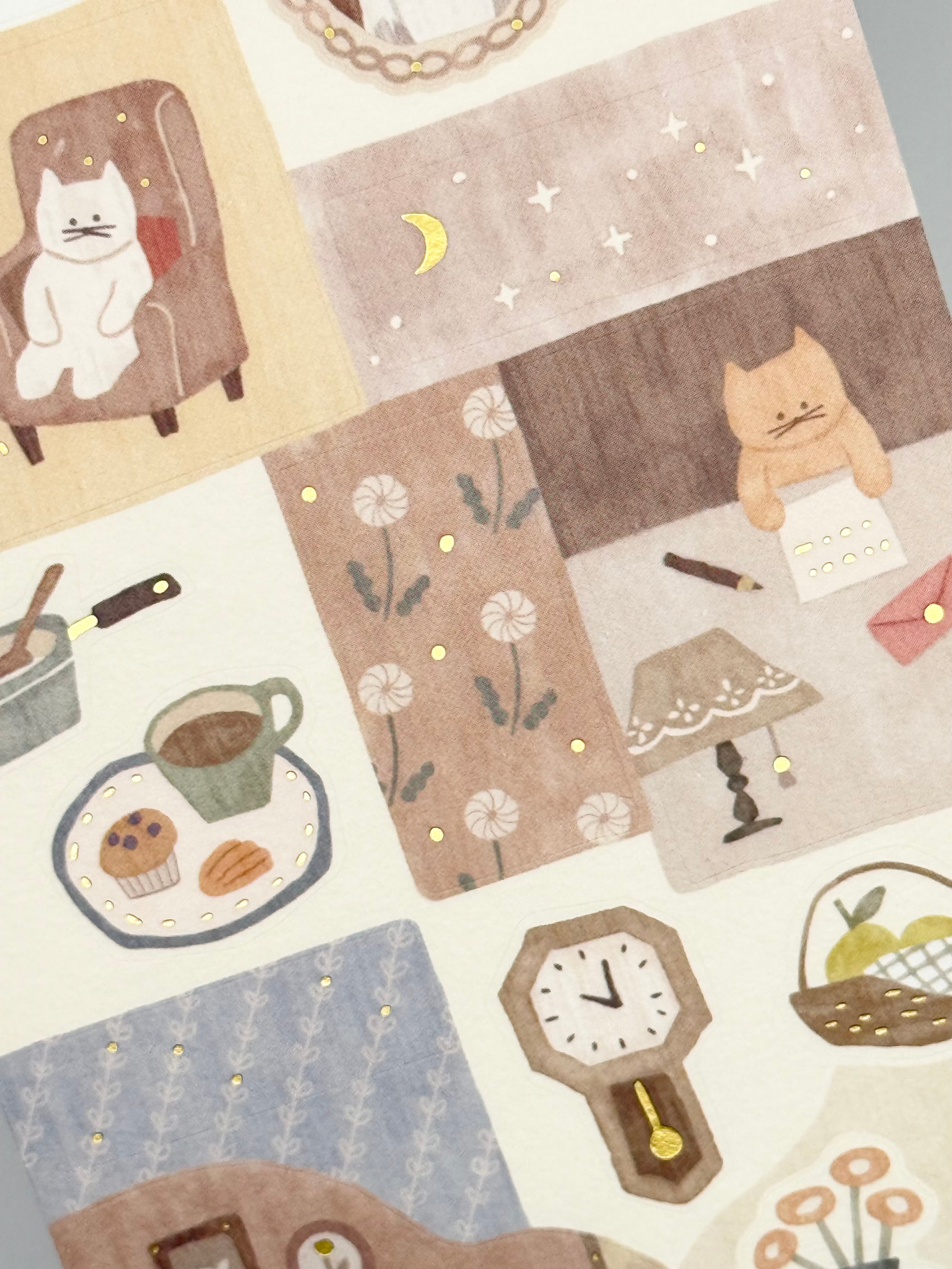 Lampo Sticker Sheet - Cat and Night