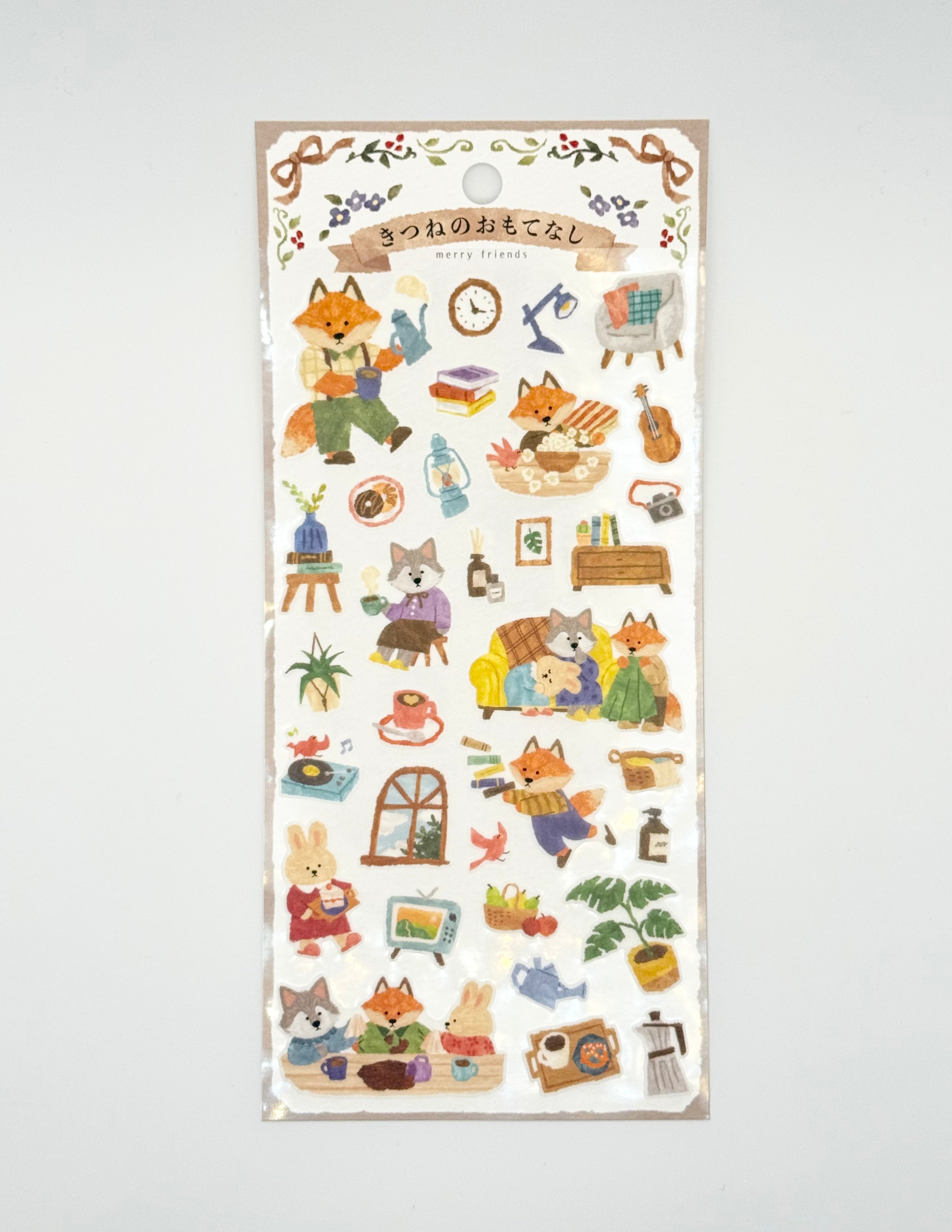 MindWave Kitera Sticker Sheet - Merry Friends Series - Kitsune no Omotenashi