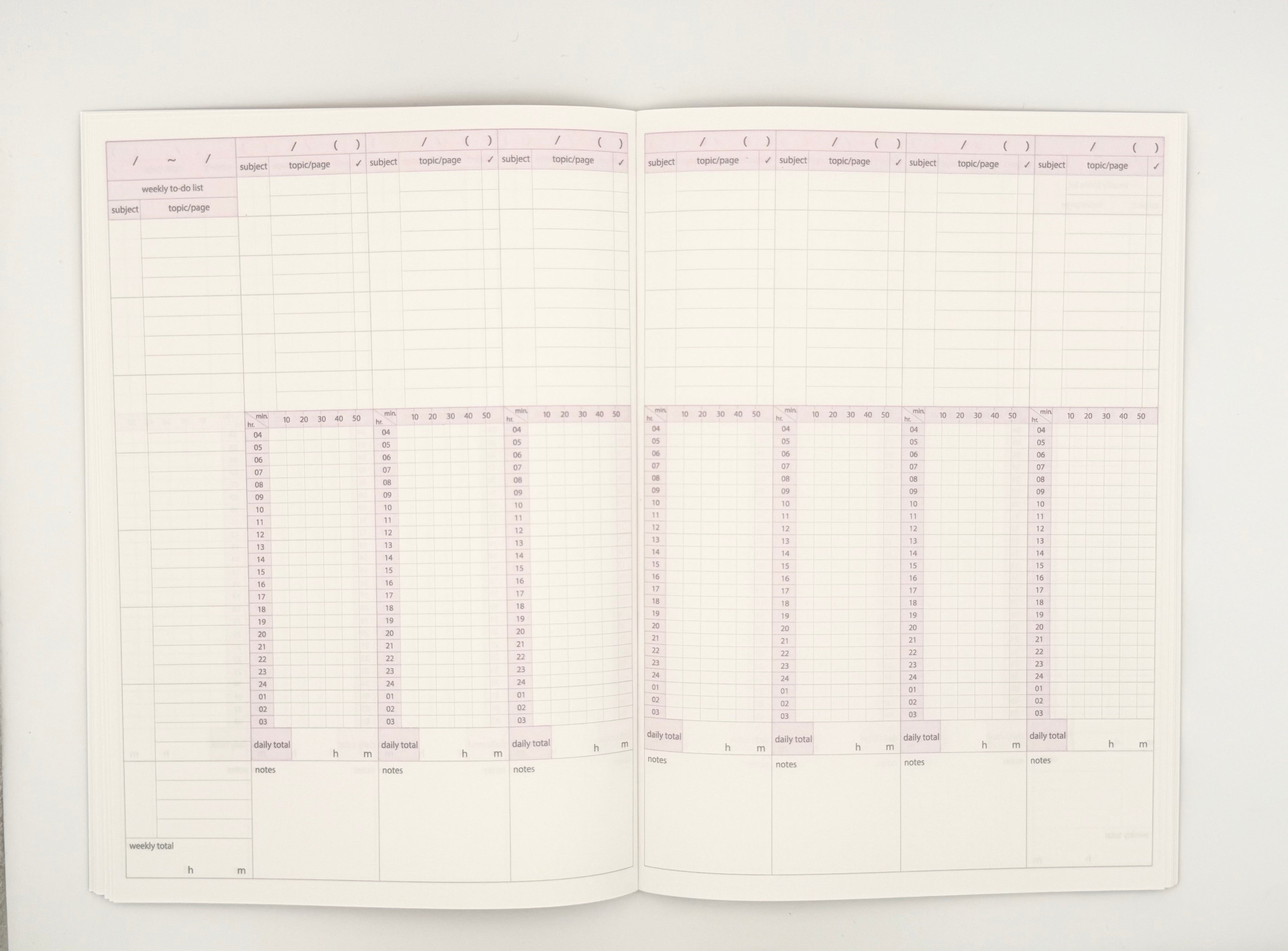 Campus Study Planner Weekly A5 - Pink