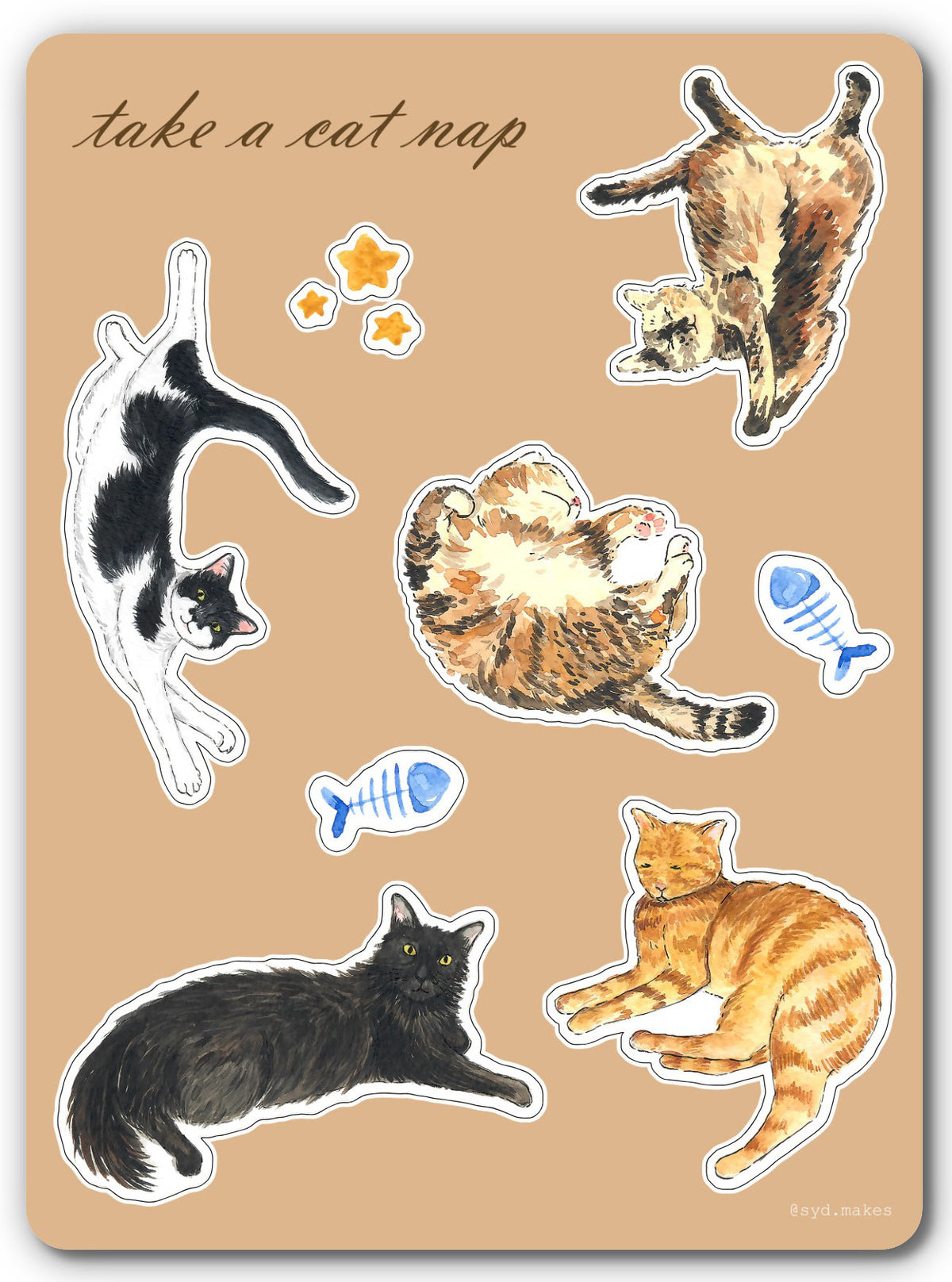 Take a Cat Nap Vinyl Sticker Sheet