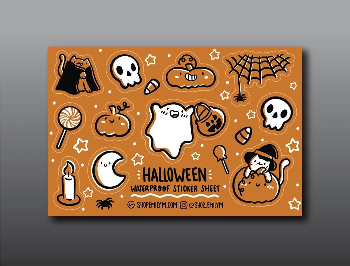 Halloween Waterproof Vinyl Sticker Sheet