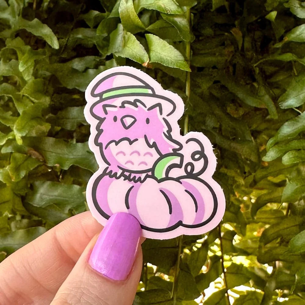 Pumpkin Witch Owl Mini Sticker