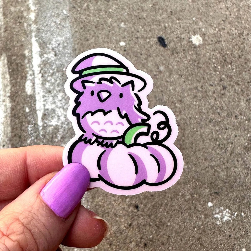 Pumpkin Witch Owl Mini Sticker