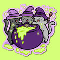 Cauldron Witch Cats Sticker