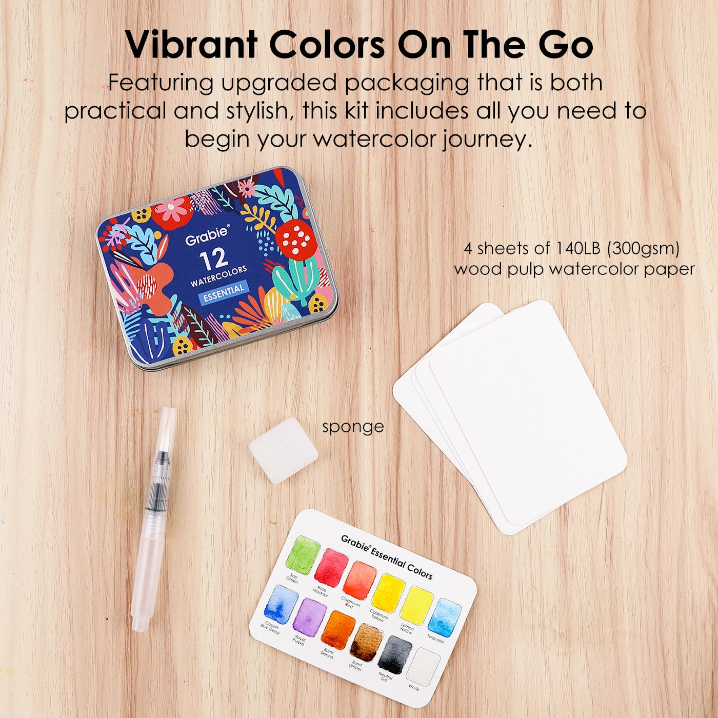 Grabie - Travel Size Watercolor Kit with Brush