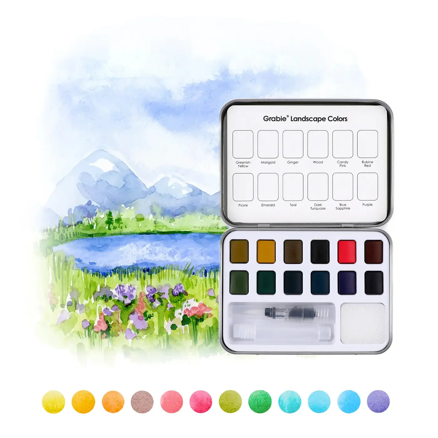 Grabie - Travel Size Watercolor Kit with Brush