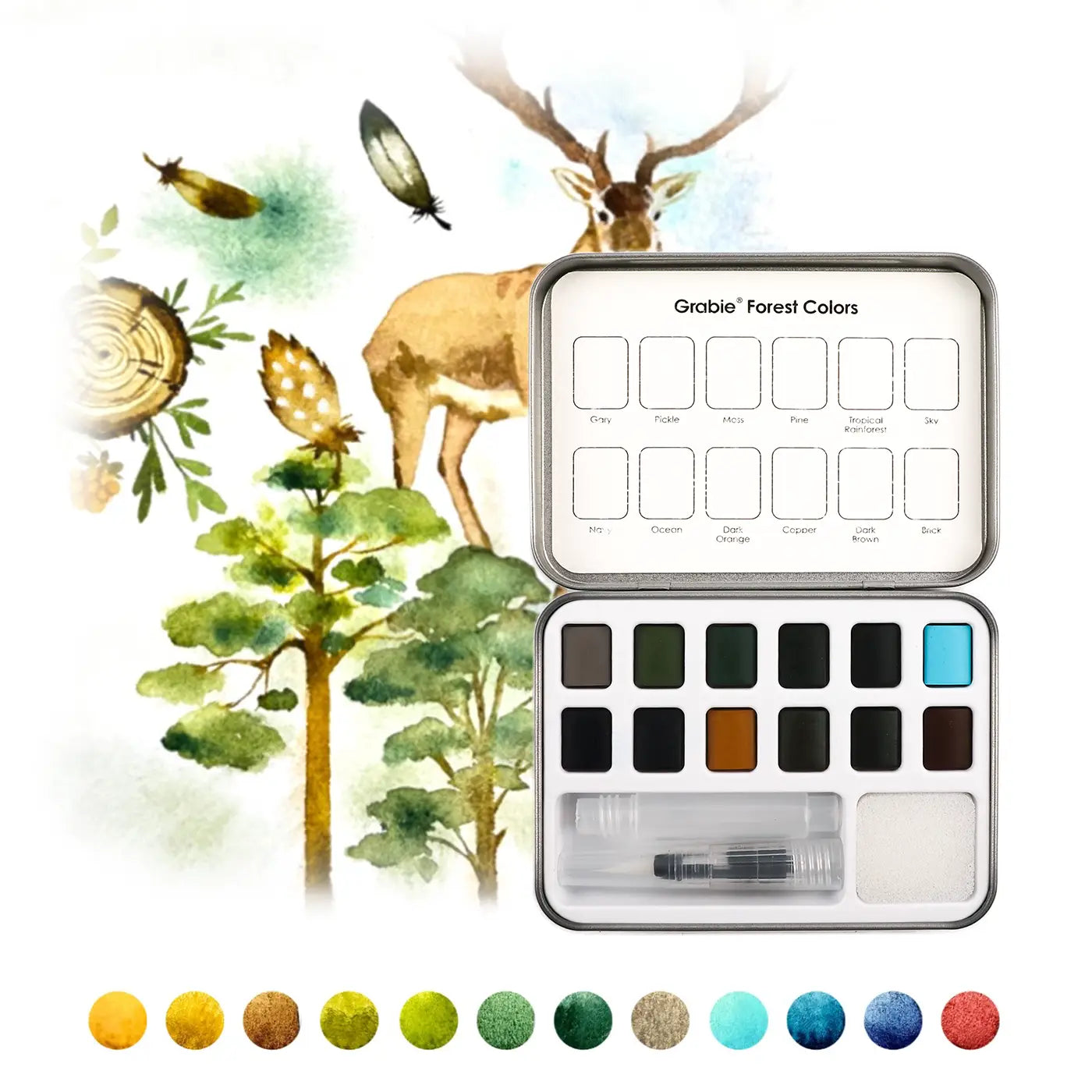 Grabie - Travel Size Watercolor Kit with Brush