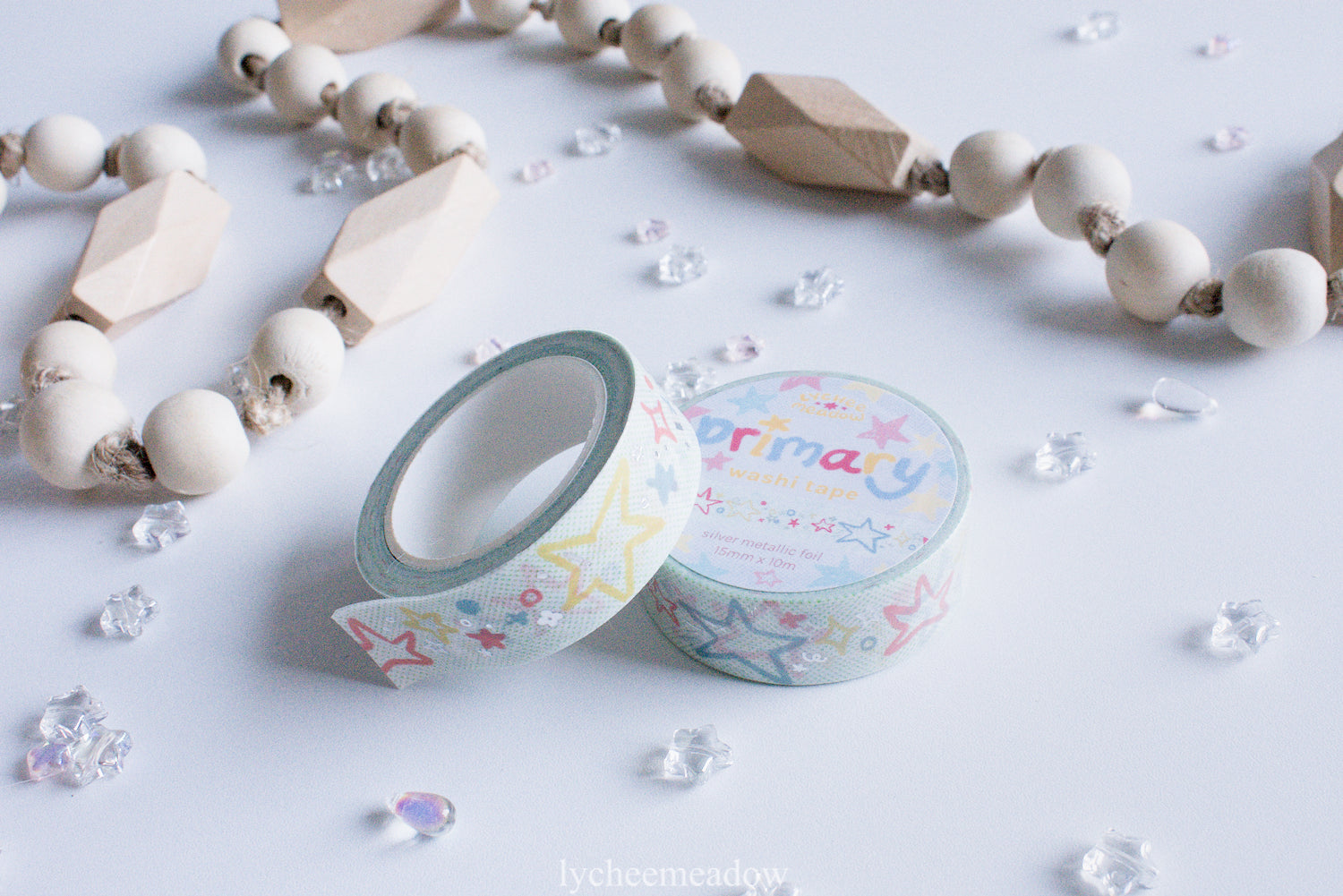 Primary Stars Silver Metallic Foil Washi Tape