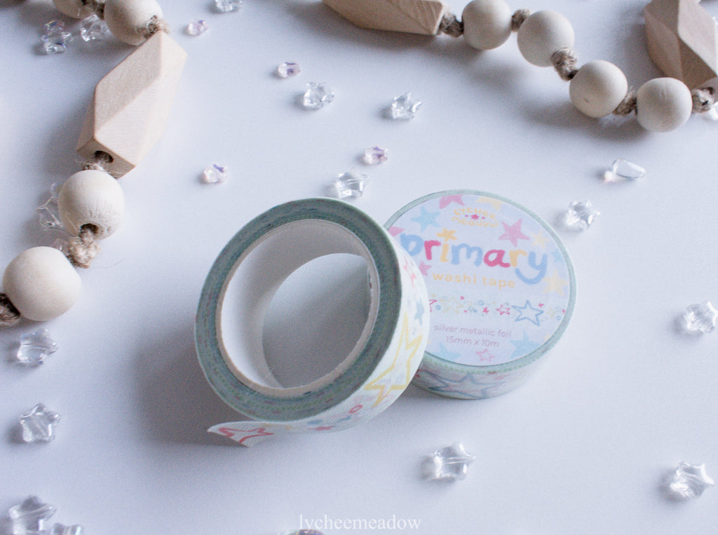Primary Stars Silver Metallic Foil Washi Tape