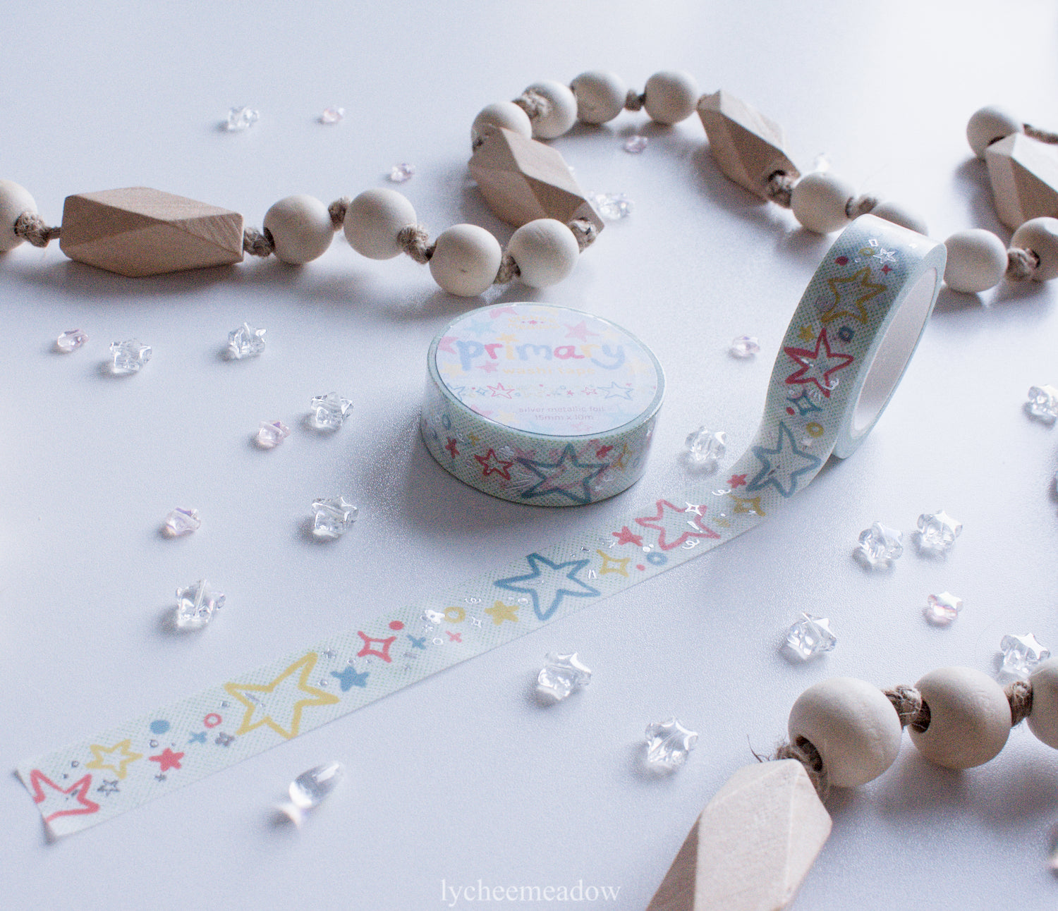 Primary Stars Silver Metallic Foil Washi Tape