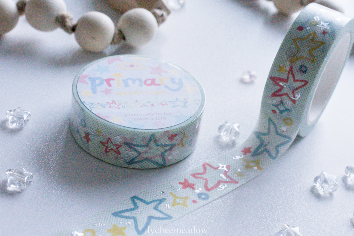 Primary Stars Silver Metallic Foil Washi Tape
