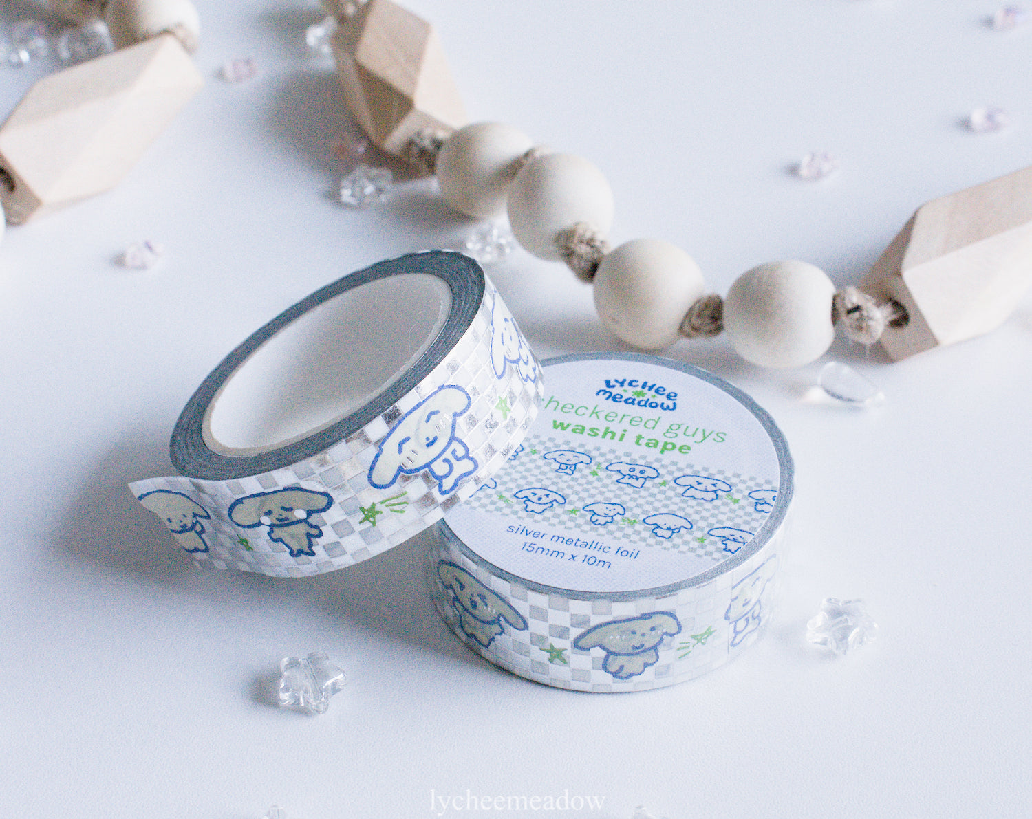 Checkered Guys Silver Metallic Foil Washi Tap