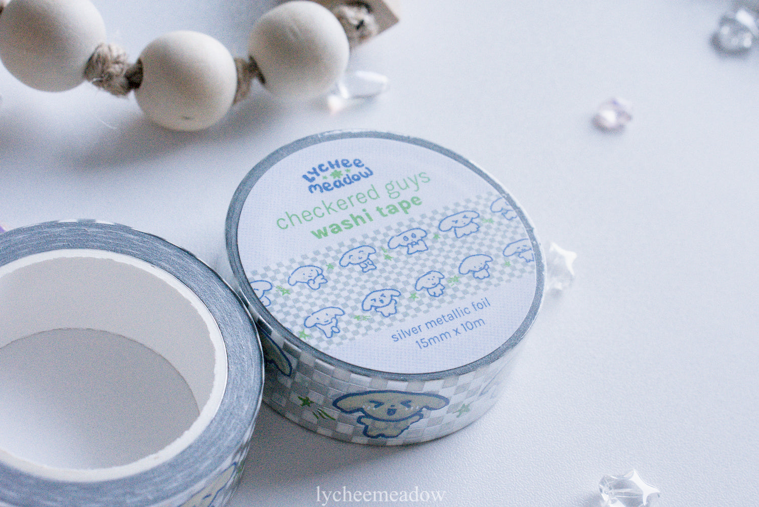 Checkered Guys Silver Metallic Foil Washi Tap