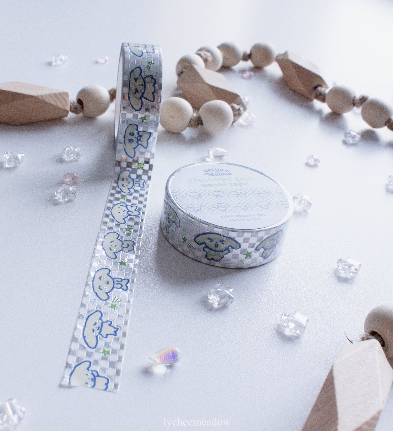 Checkered Guys Silver Metallic Foil Washi Tap