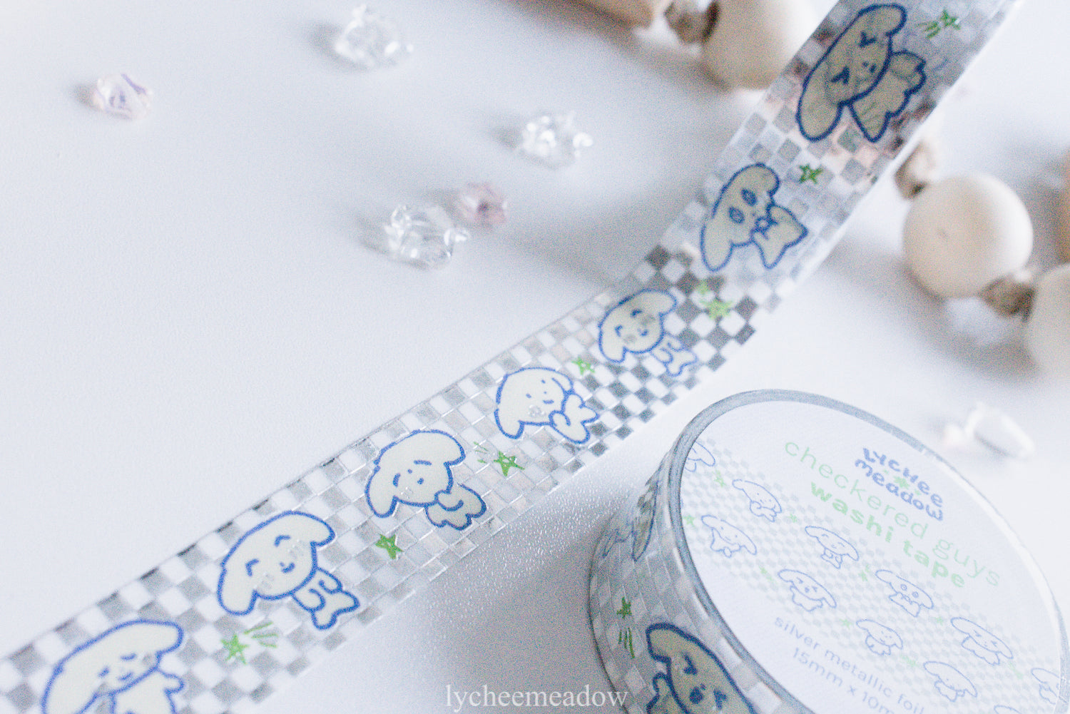 Checkered Guys Silver Metallic Foil Washi Tap