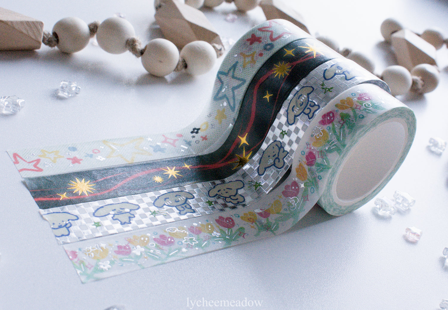 Checkered Guys Silver Metallic Foil Washi Tap