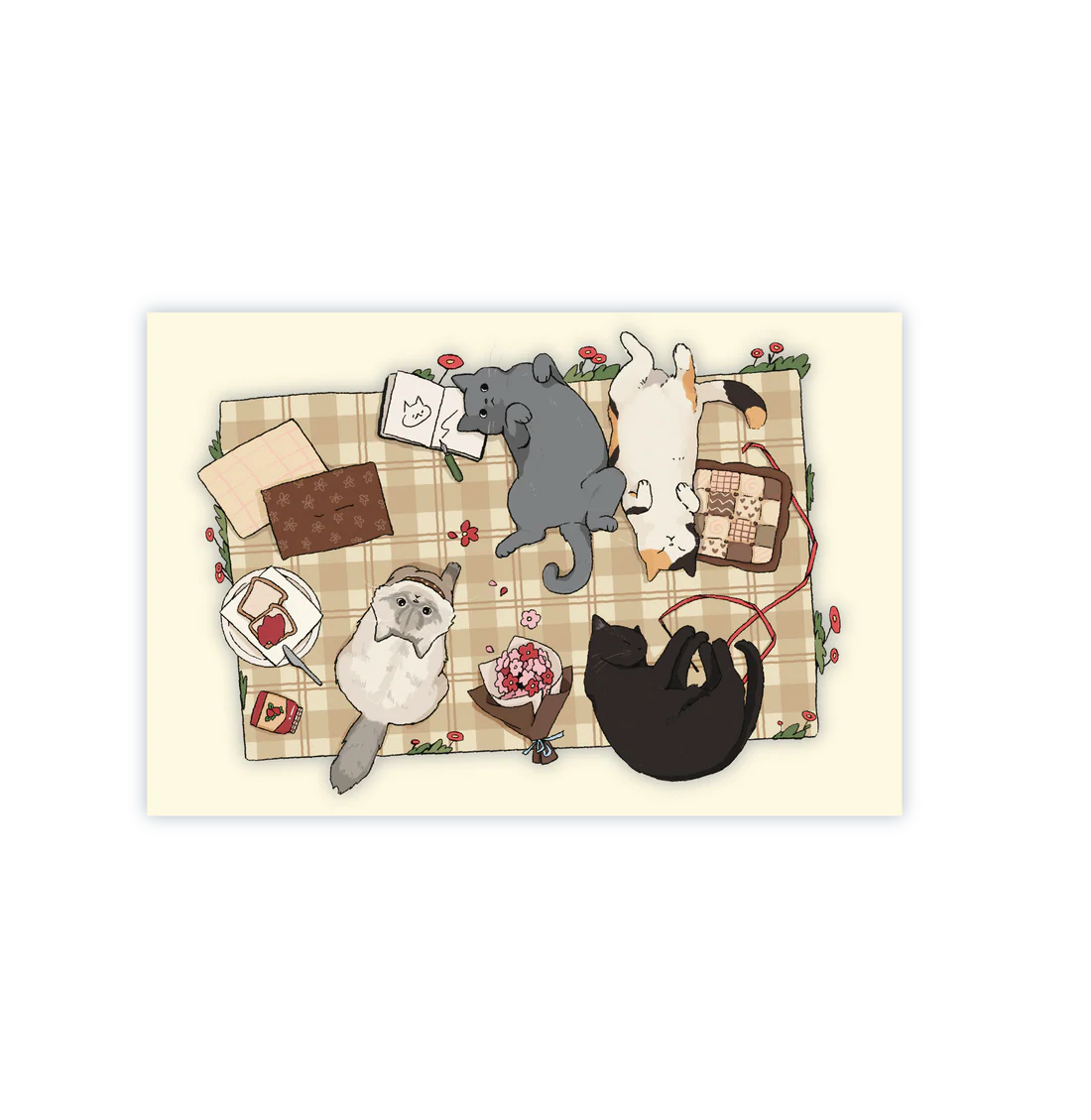 Cats on a Picnic Postcard