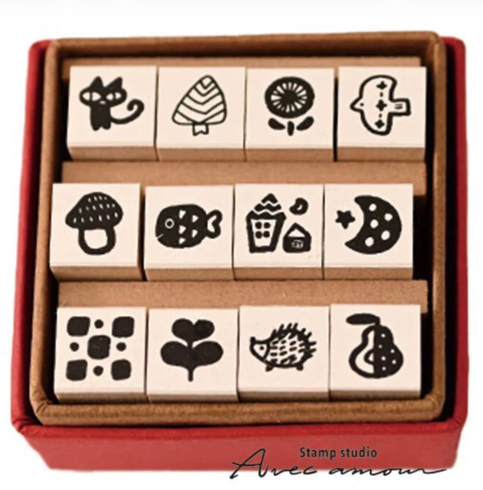 Avec Amour Petit Stamp 12 pc - Scandinavian