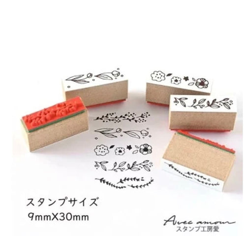 Avec Amour Stamp 5pc - Botanical