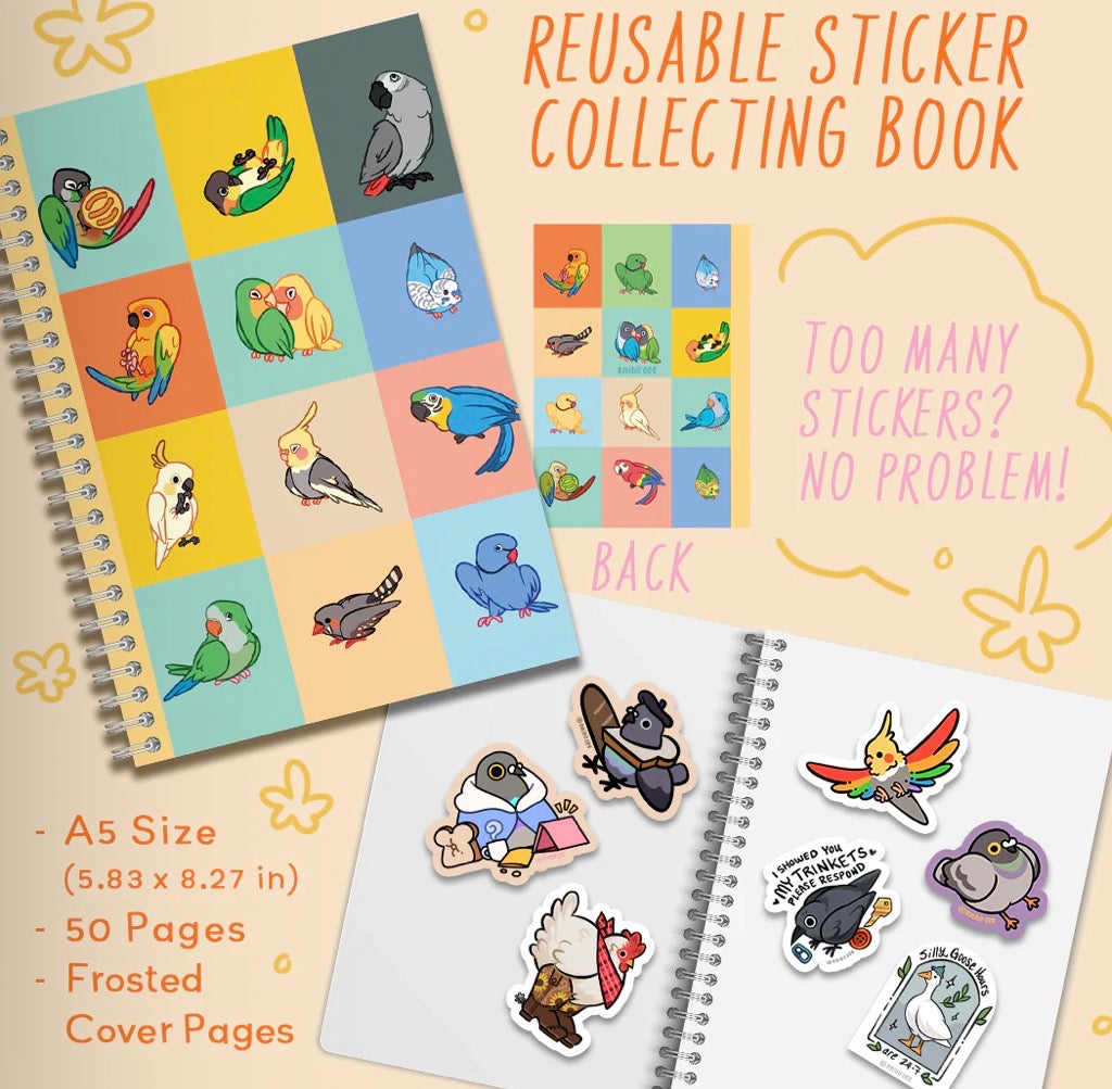 Bird Squares Reusable Sticker Book