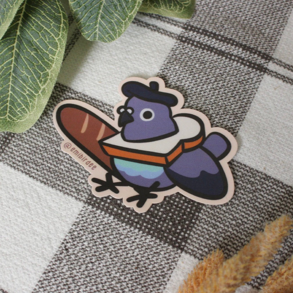French Bread Pigeon Vinyl Sticker
