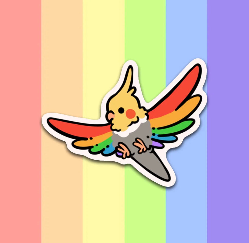 Rainbow Cockatiel Vinyl Sticker