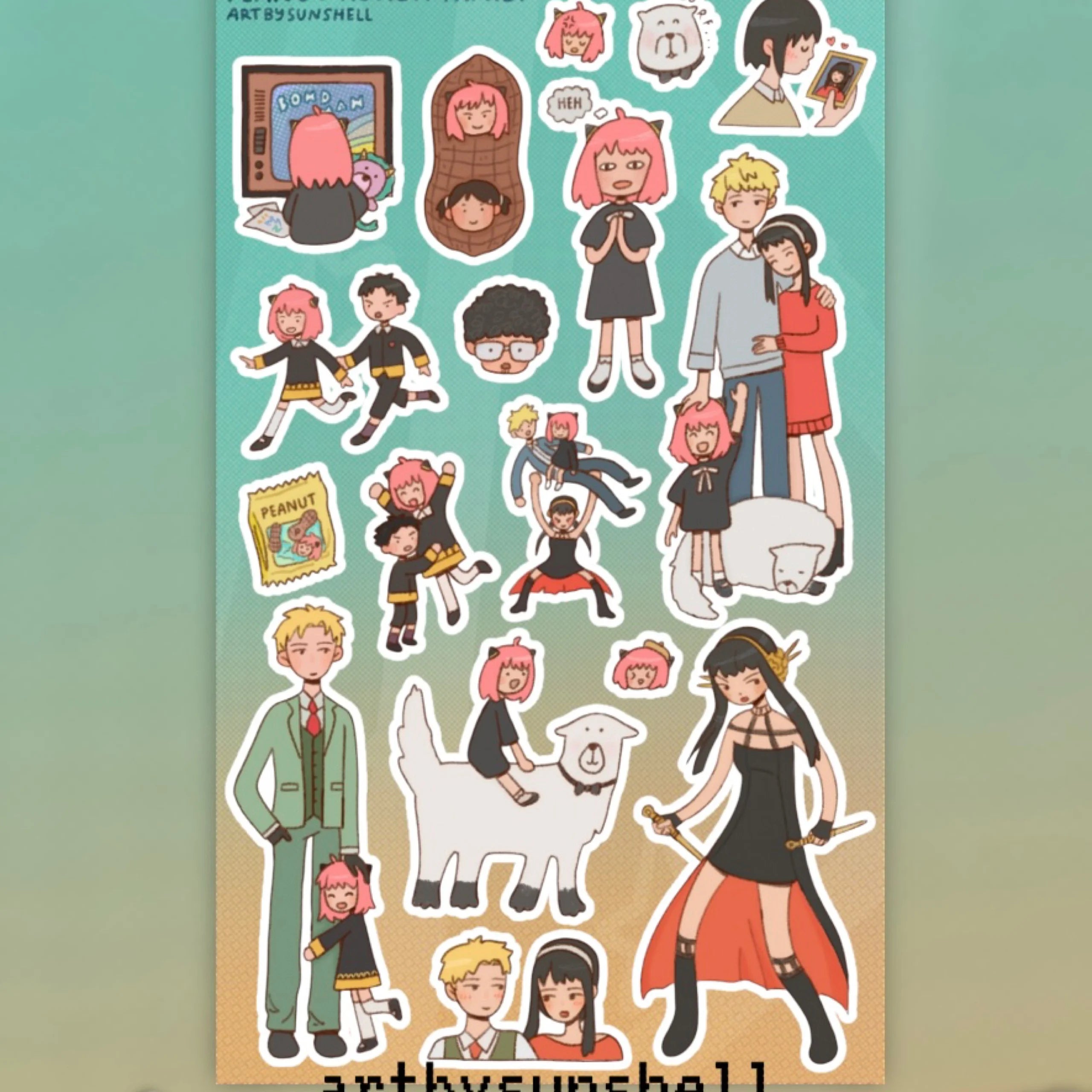 peanut action family Sticker Sheet
