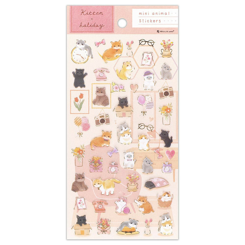 NB Mini Animal Sticker Sheets - Kitten x Holiday