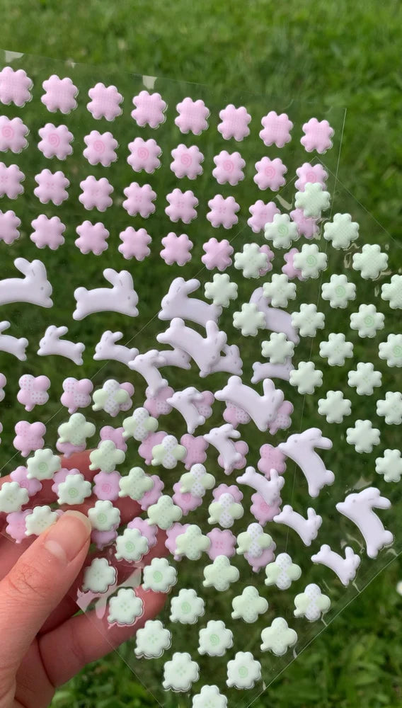 Bunny Fields Puffy Sticker Sheet - Pink