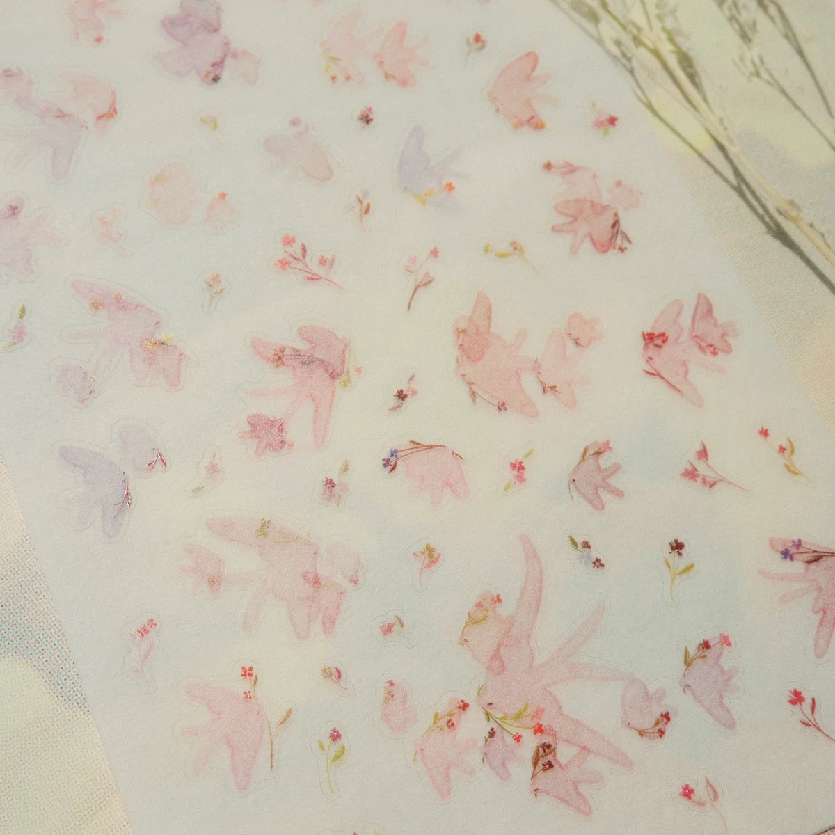 Pink Birds Washi Sticker Sheet - 2 Sheets