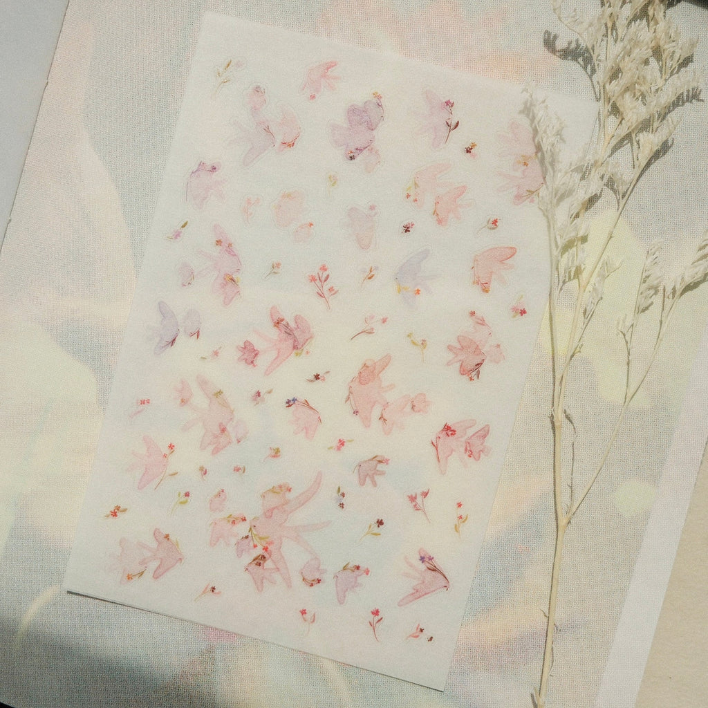 Pink Birds Washi Sticker Sheet - 2 Sheets