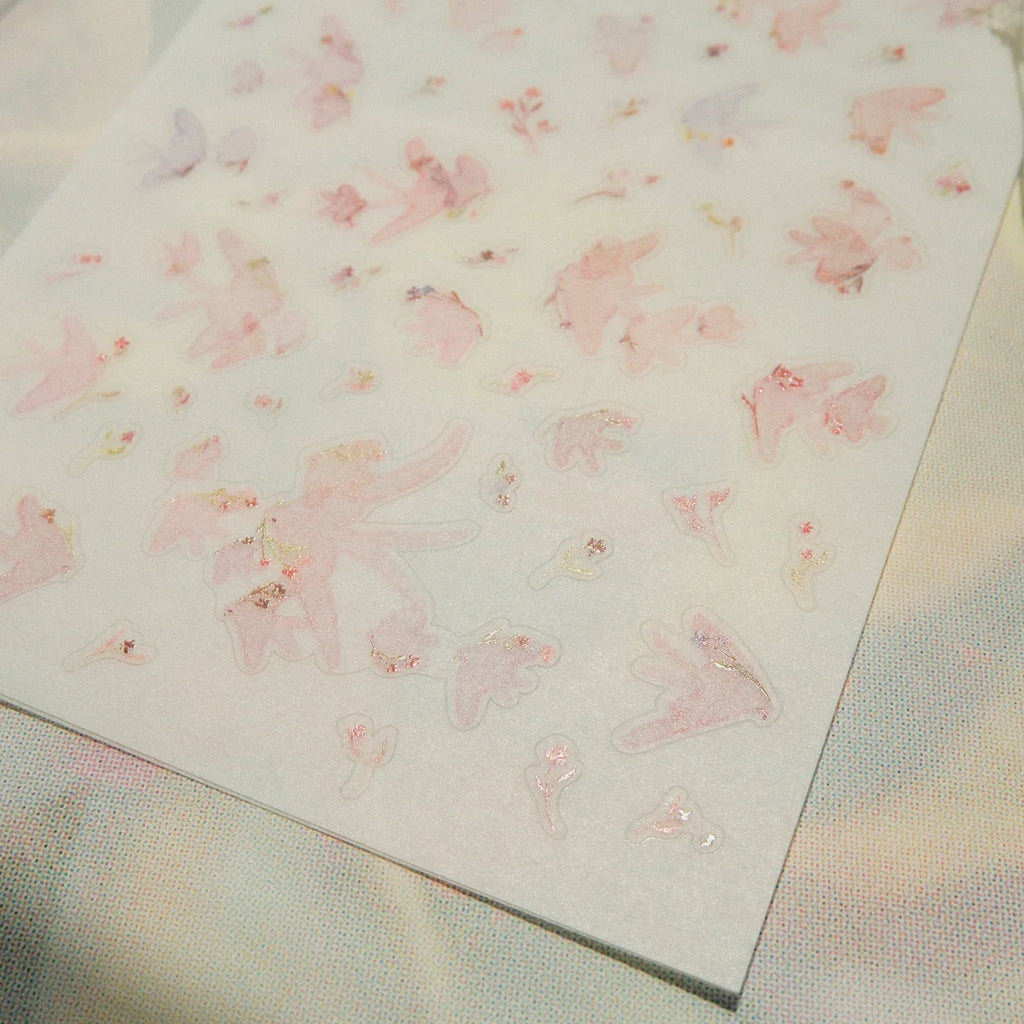Pink Birds Washi Sticker Sheet - 2 Sheets