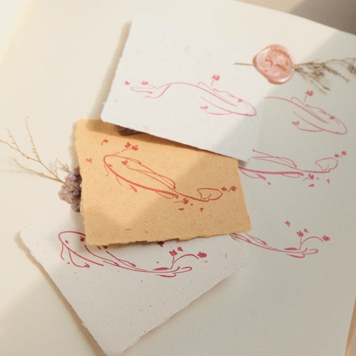 Wooden Stamp - Flower Fish Style 3