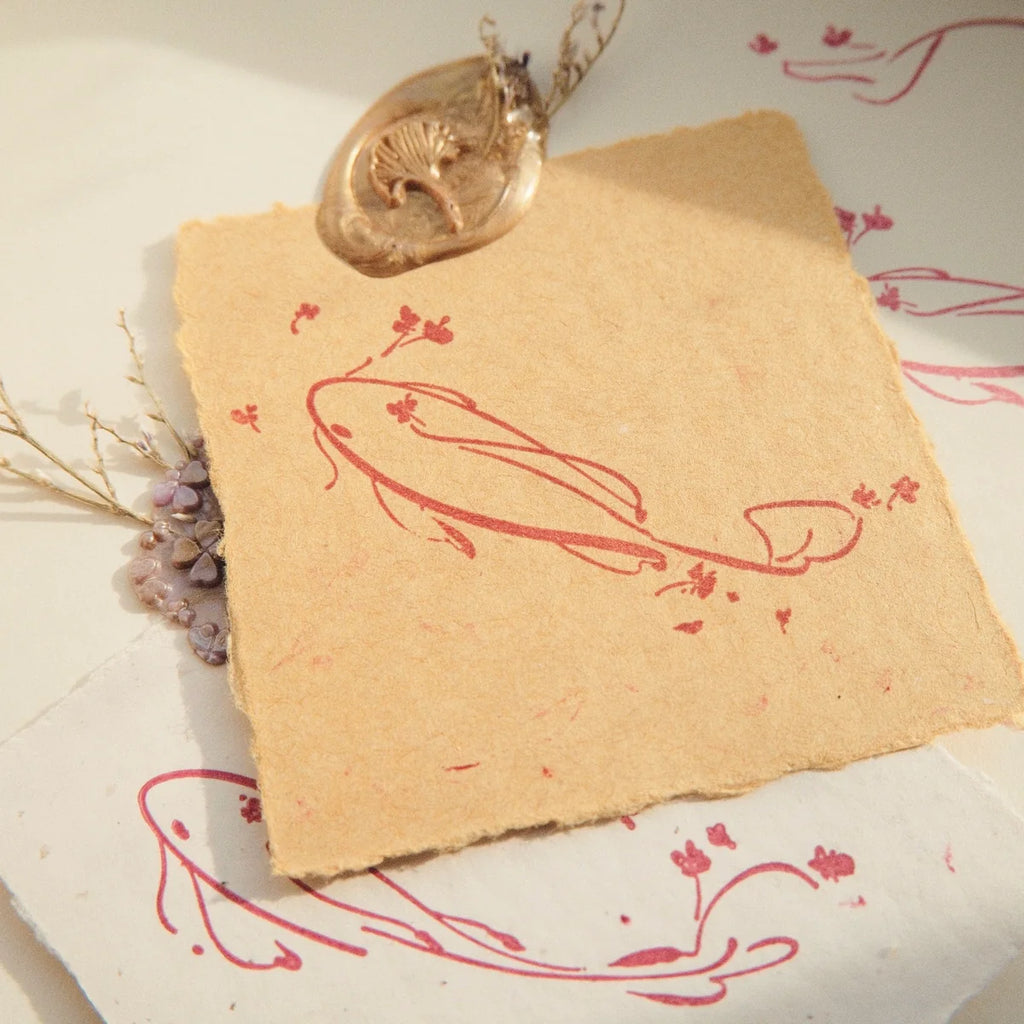 Wooden Stamp - Flower Fish Style 3