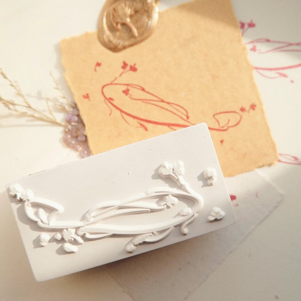 Wooden Stamp - Flower Fish Style 3