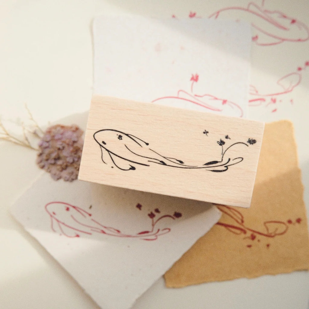 Wooden Stamp - Flower Fish Style 2